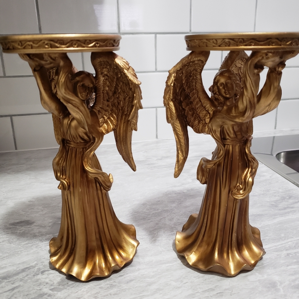 Gold Resin Angels - Pair
